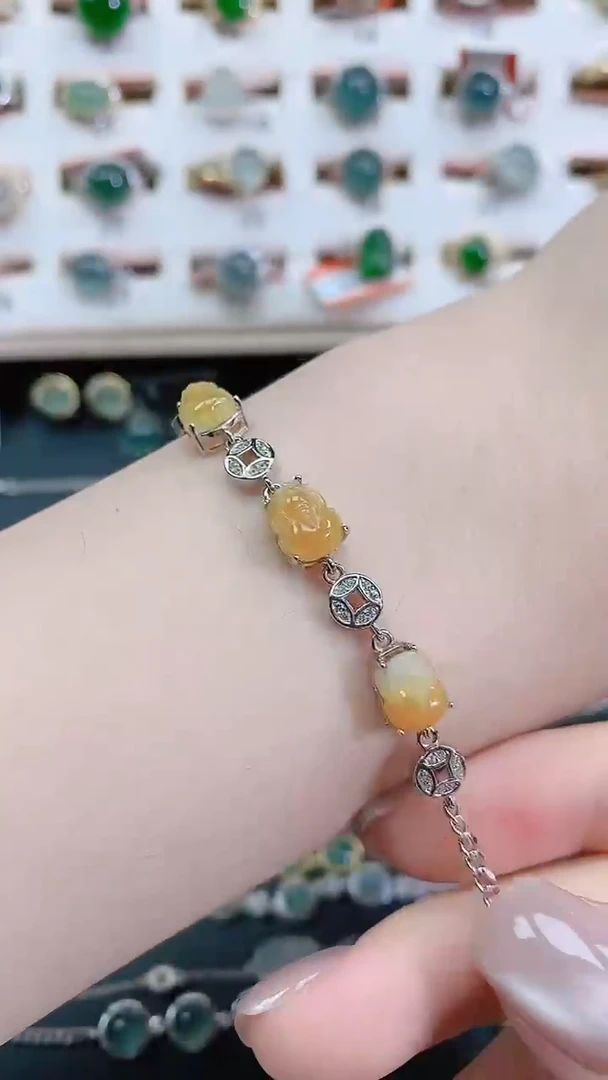 银S925镶嵌手链翡翠天然翡翠