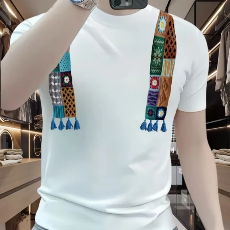 T恤印花短袖圆领四季男士百搭上衣男装时尚春夏轻奢高品质修身