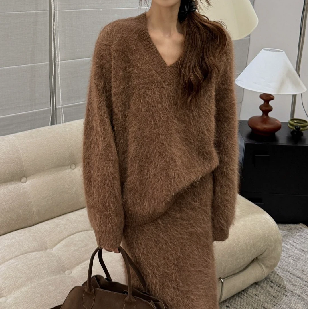 【七七专属】V领套头拉绒370-420克新款轻奢百搭中少淑休闲百搭女装