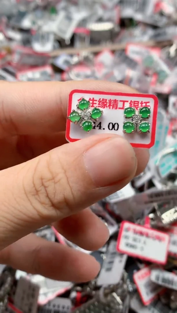 银S925镶嵌戒指翡翠天然A货缅甸翡翠
