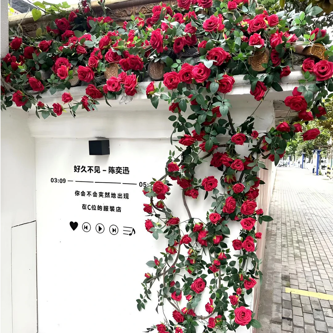 室外仿真花玫瑰花藤条网红花墙橱窗墙壁装饰藤蔓空调管道遮挡花艺