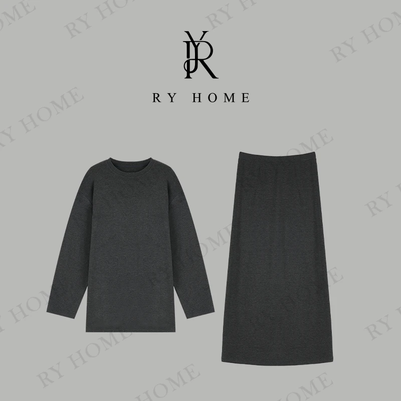 【容雨RYHOME】慵懒风针织长袖休闲半裙套装251ST1309