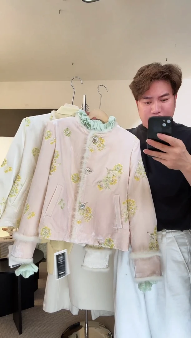 新中式夹鹅绒外套M L下单备注颜色码数