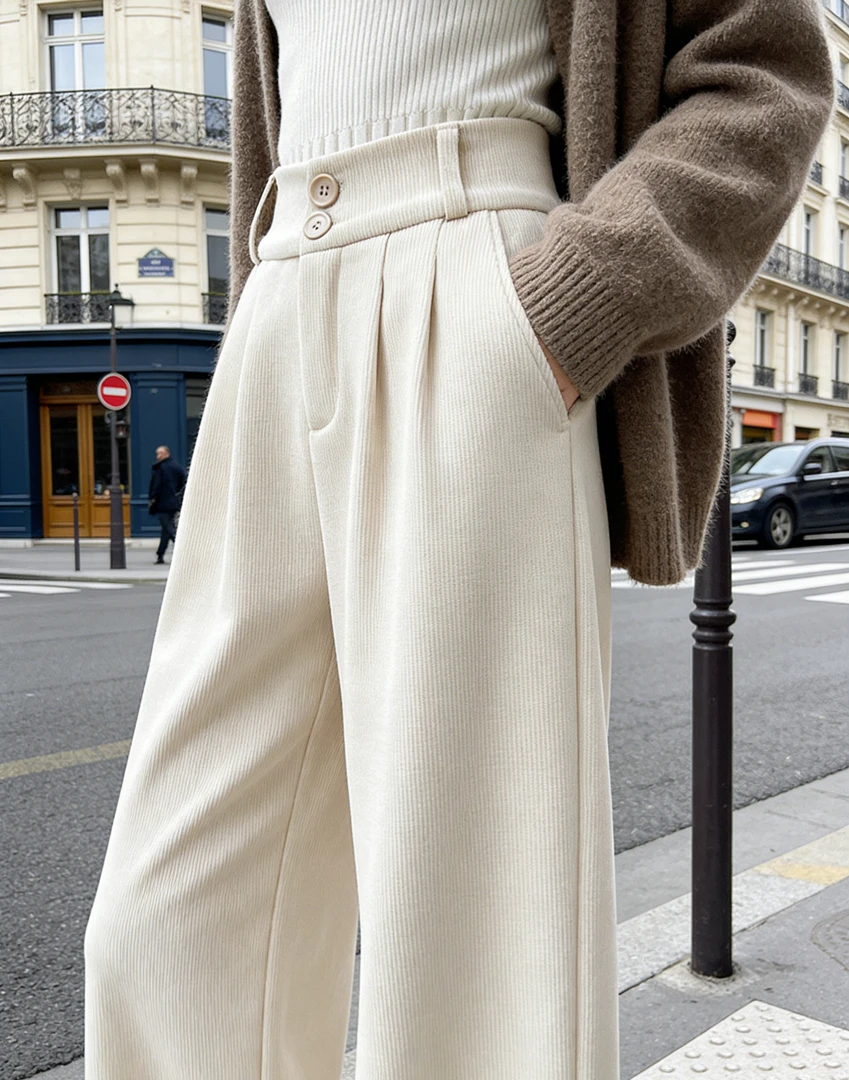 灯芯绒西装裤秋冬加厚女士2025新款加绒休闲显瘦宽松阔腿裤