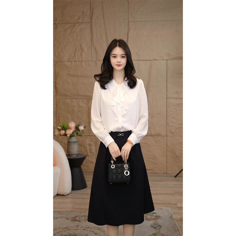 【小陈甄选】气质衬衣休闲小众显瘦通勤纯色设计时尚衬衫8491270A