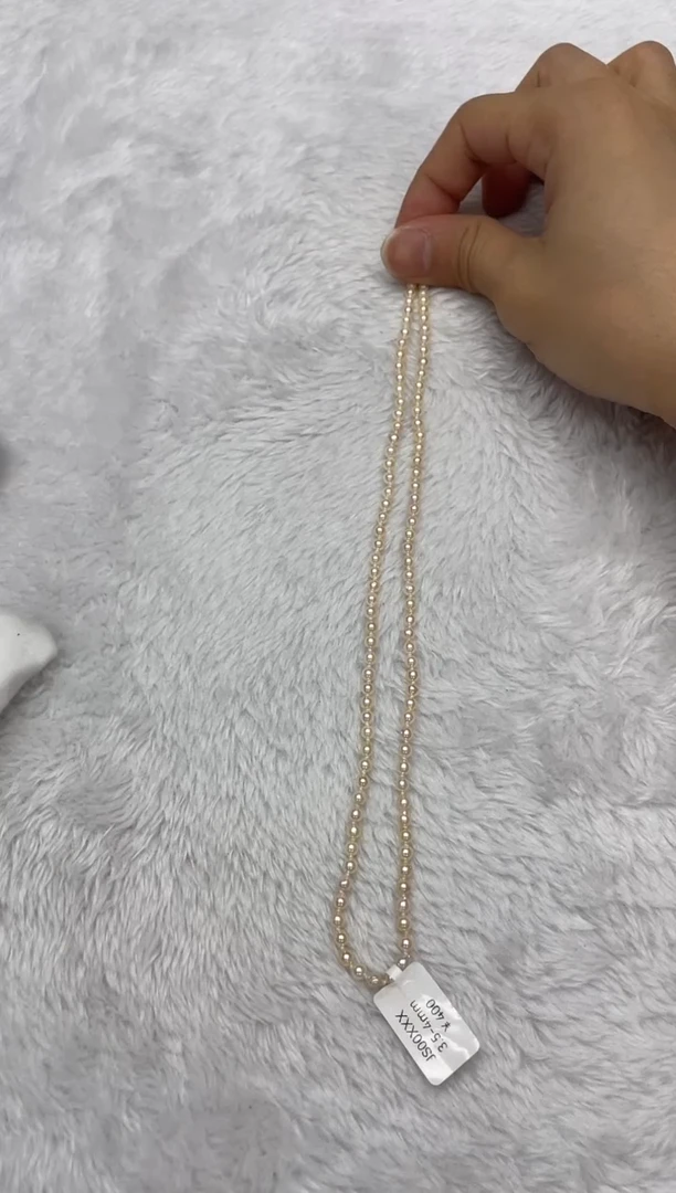 海水珍珠银S925镶嵌项链AK羽皇金3.5-4mm（多样性发一）