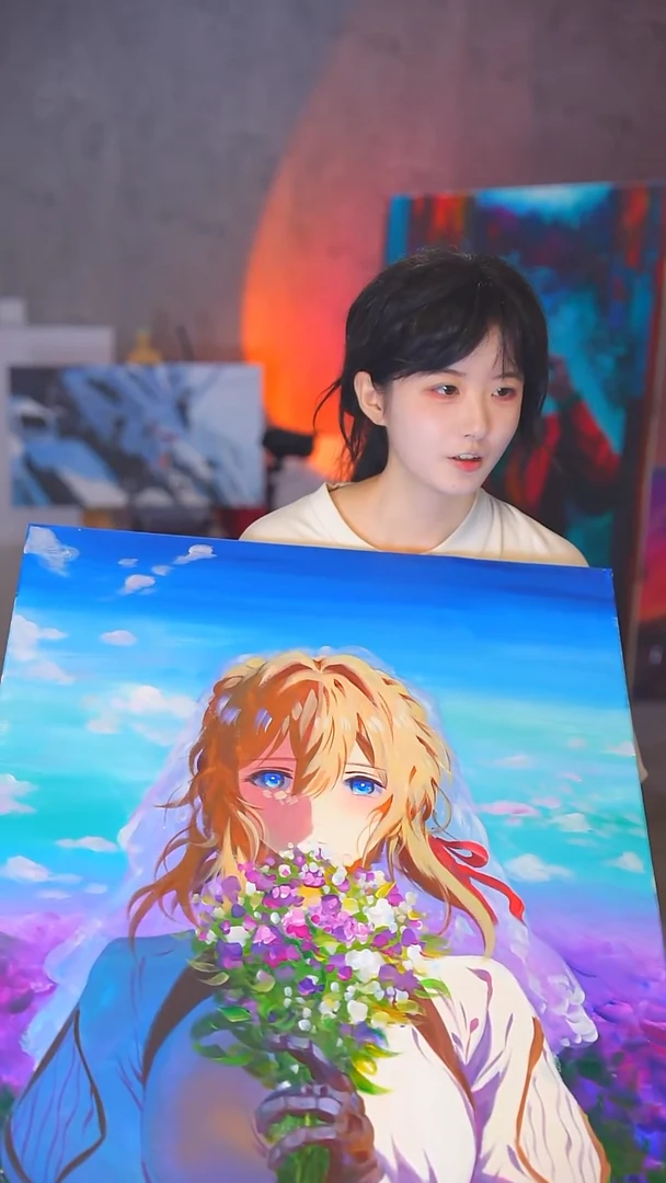 油画你****i薇尔莉特丙烯画纯手绘