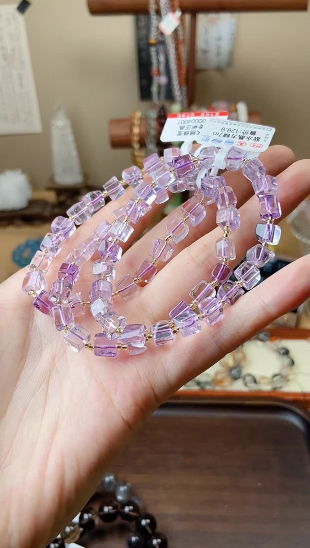 水晶手链未镶嵌紫水晶方糖7mm