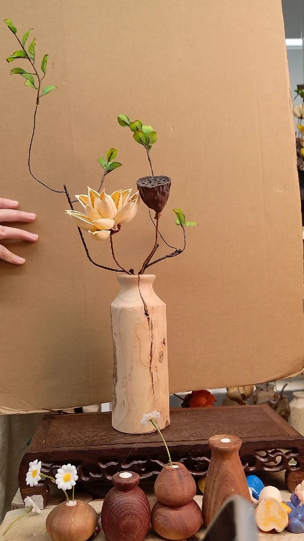 木实木花瓶一物一拍