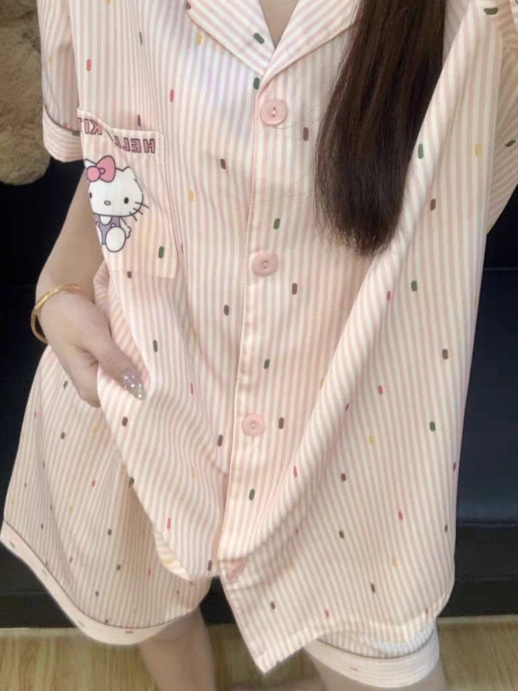 【糖果Kitty】卡通冰丝睡衣2025新款夏季爆款可爱少女休闲可外穿