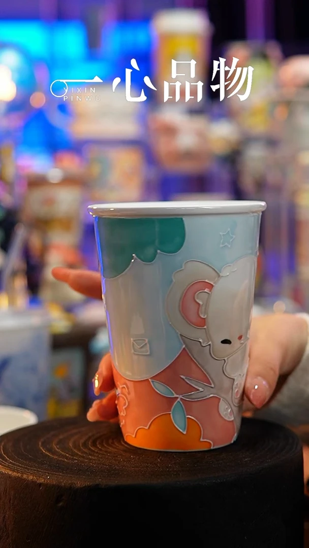杯子瓷102-32景德镇手工手绘杯子摆件