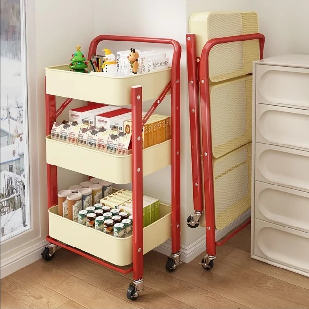 免安装置物架家用小推车碳钢可移动客厅厨房储物多层零食收纳架