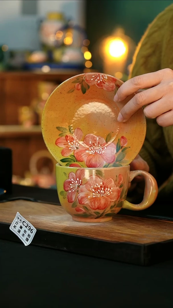 【闪购商品】杯手绘心瓷陶瓷浮力微瑕