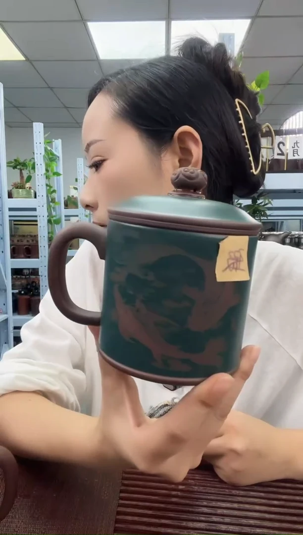 宜兴原矿紫砂全手工盖杯