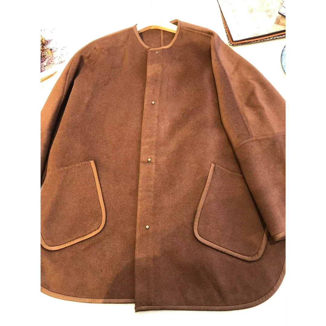 【no退no换 谨慎下单】圆领大口袋宽松毛呢外套 220838