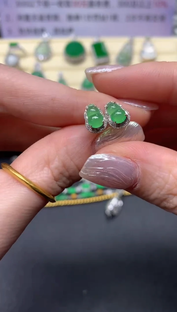 【闪购商品】翡翠耳饰18K金镶嵌耳饰|3000+300