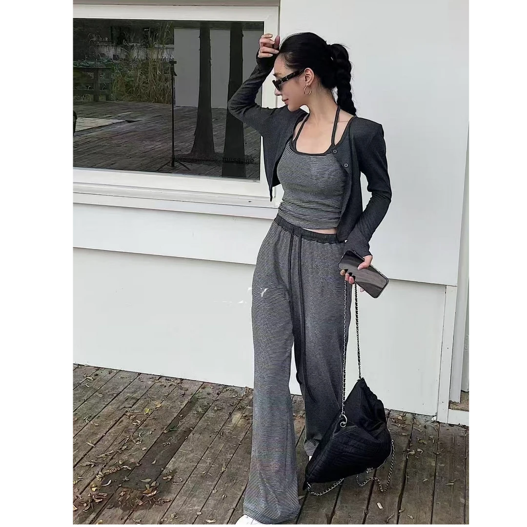 秋款慵懒风休闲风辣妹风设计感时尚套装显瘦高腰