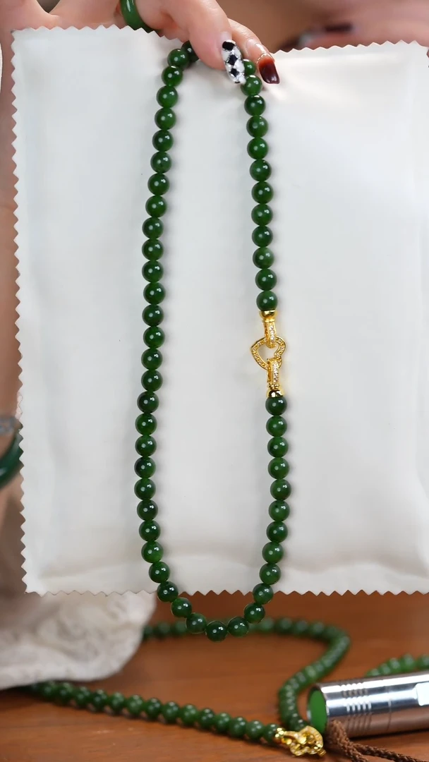 【闪购商品】和田玉（碧玉）项链未镶嵌和田玉碧玉8mm福利项链