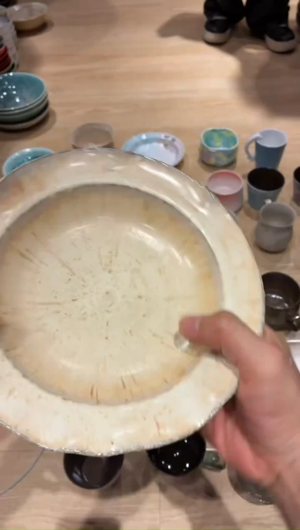 瓷片胡**啦758黄色手工花瓣盘1个