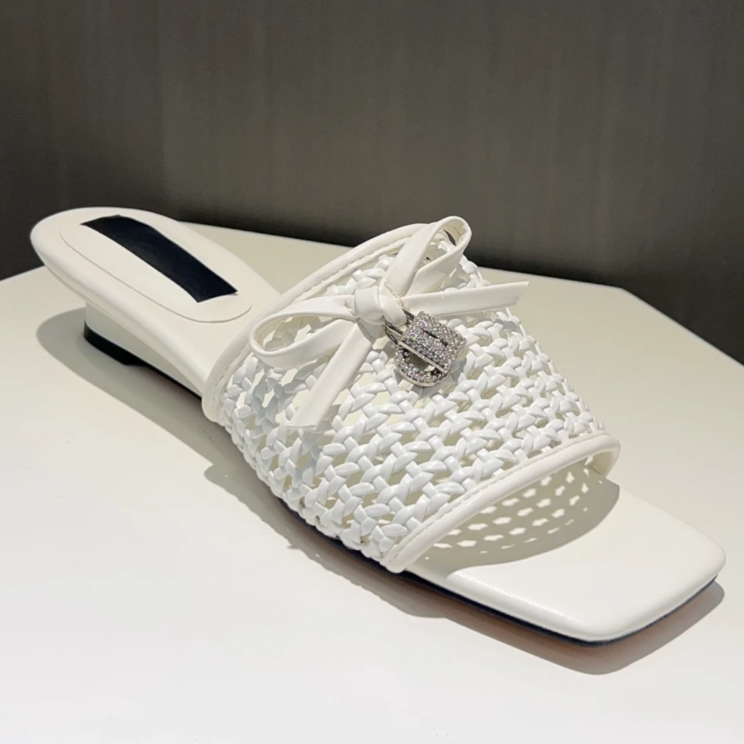 新款编织凉拖705948米色