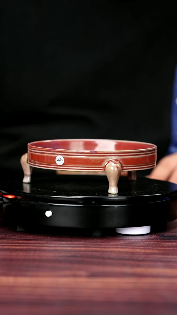 壶A676#盼龙窑一级品原矿钧瓷三足洗