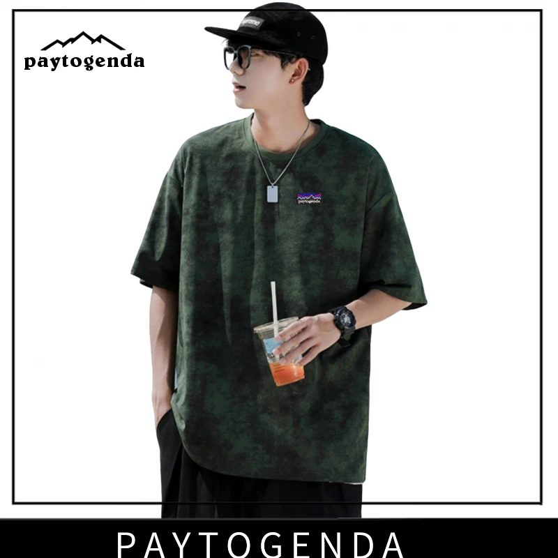 巴塔正品PAYTOGENDA扎染夏季美式发泡短袖T恤五分老钱风复古风
