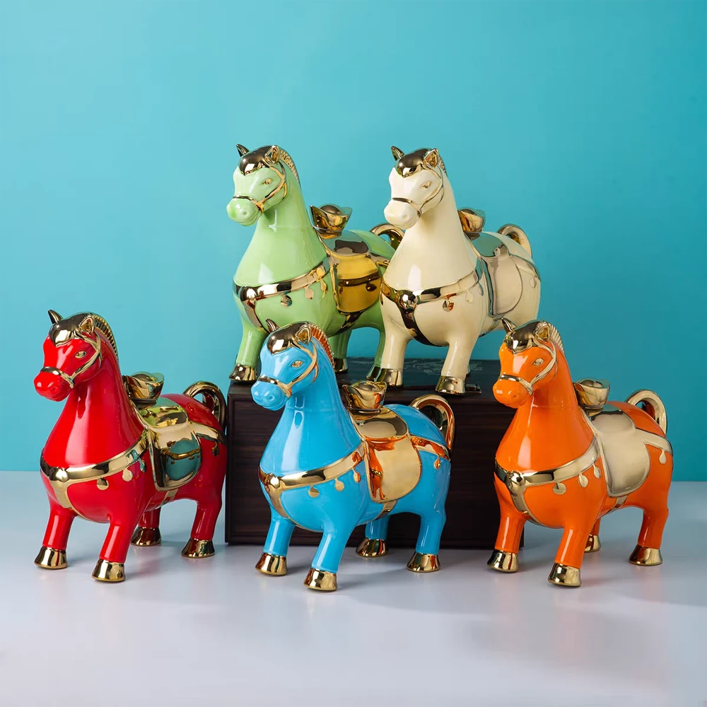 景德镇陶瓷酒瓶3斤马到成功创意摆件酒罐密封酒容器高档家用酒壶