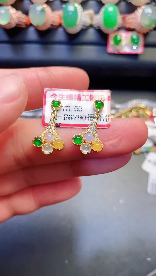 银S925镶嵌戒指翡翠天然