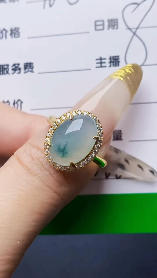 银S925镶嵌戒指翡翠6026