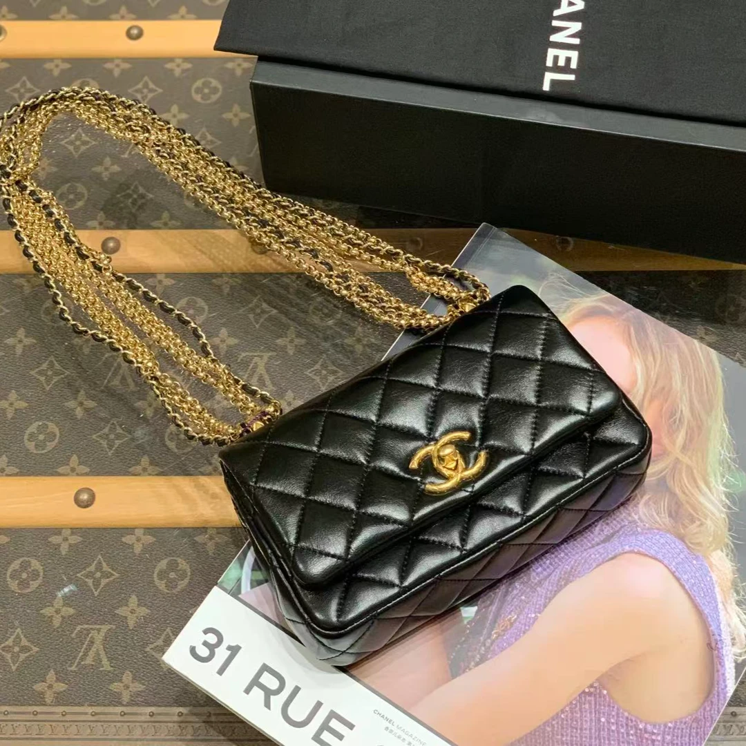 99新 Chanel/香奈儿 24A黑金口盖包/42307444/12期免息/代卖服务