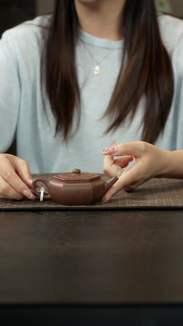 茶壶紫砂满天星六方汉扁110cc