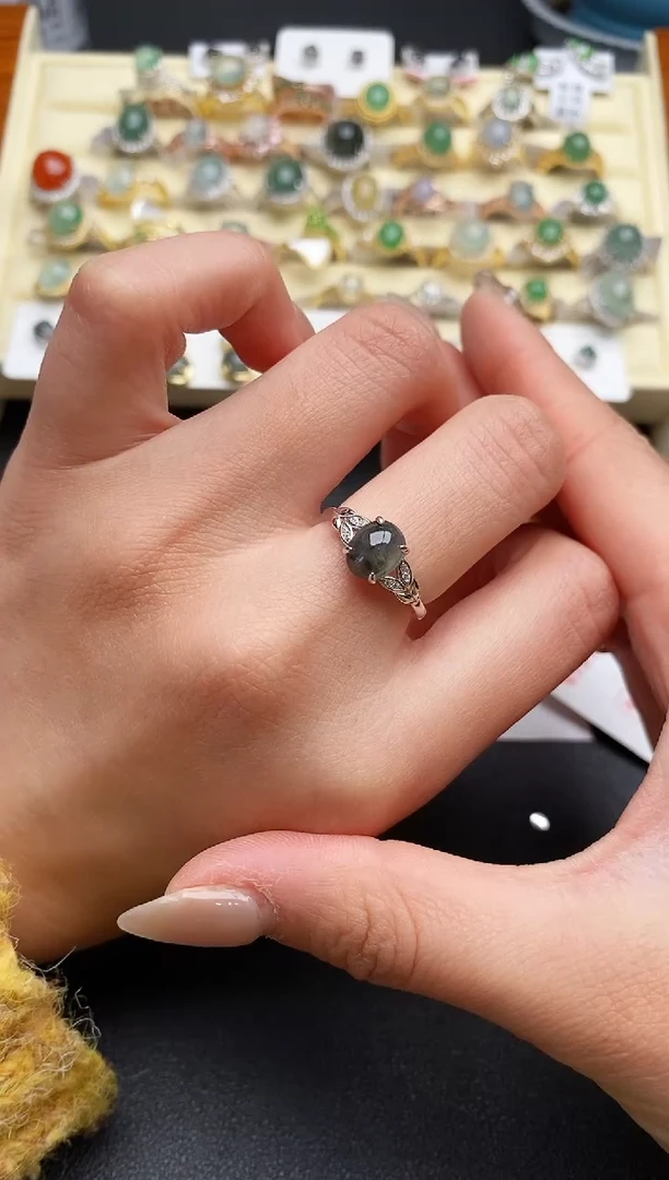 【闪购商品】翡翠戒指银S925镶嵌22222222+1