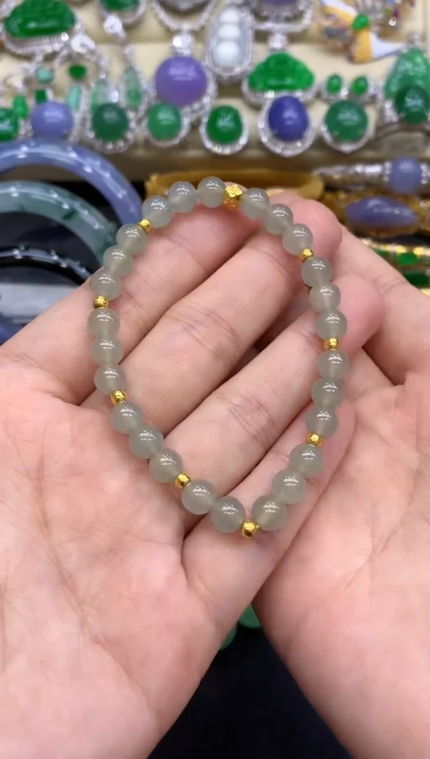 足金镶嵌手链翡翠264-中国好珍宝