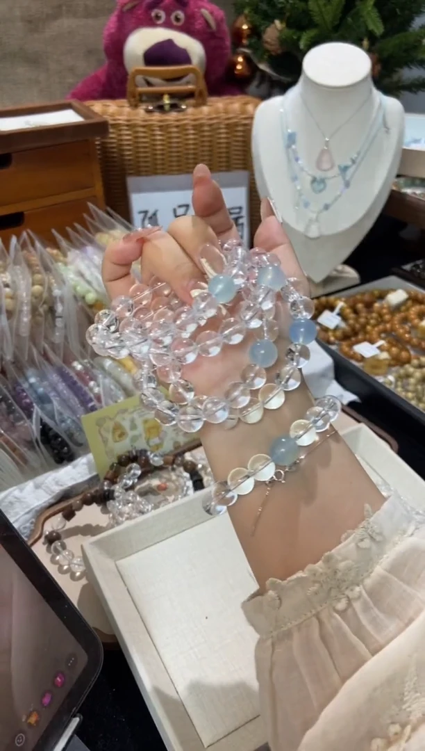 水晶手串未镶嵌孤品捡漏均匀瑕疵介意勿拍