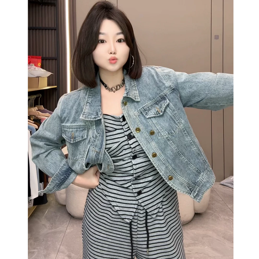 【慧雯儿微胖定制】春款韩系显瘦条纹吊带+阔腿裤两件套女