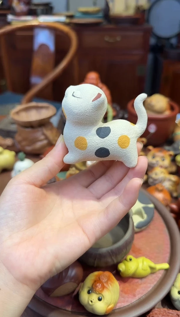 紫砂茶宠紫砂三花猫