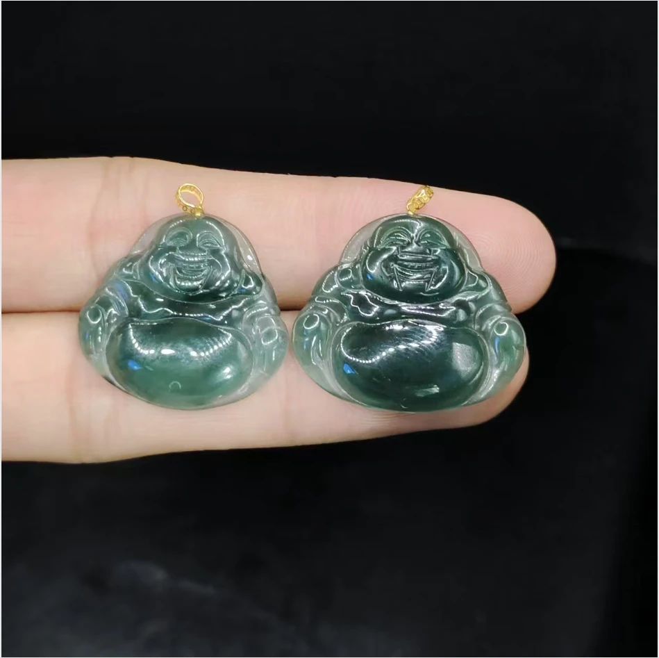 【老三珠宝】18k金翡翠佛公吊坠赠链GS【多样性发其一】约25-30-5mm