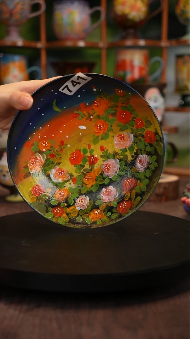 ?****y五彩手绘陶瓷紫砂壶承