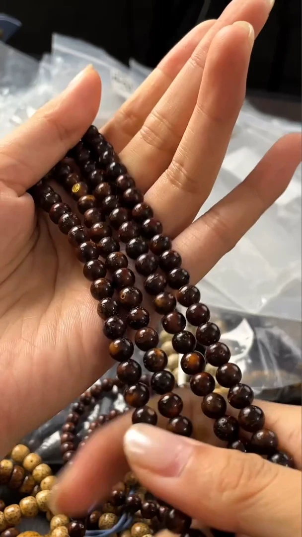 吊坠星月菩提精工级浅赤金圆珠7长串