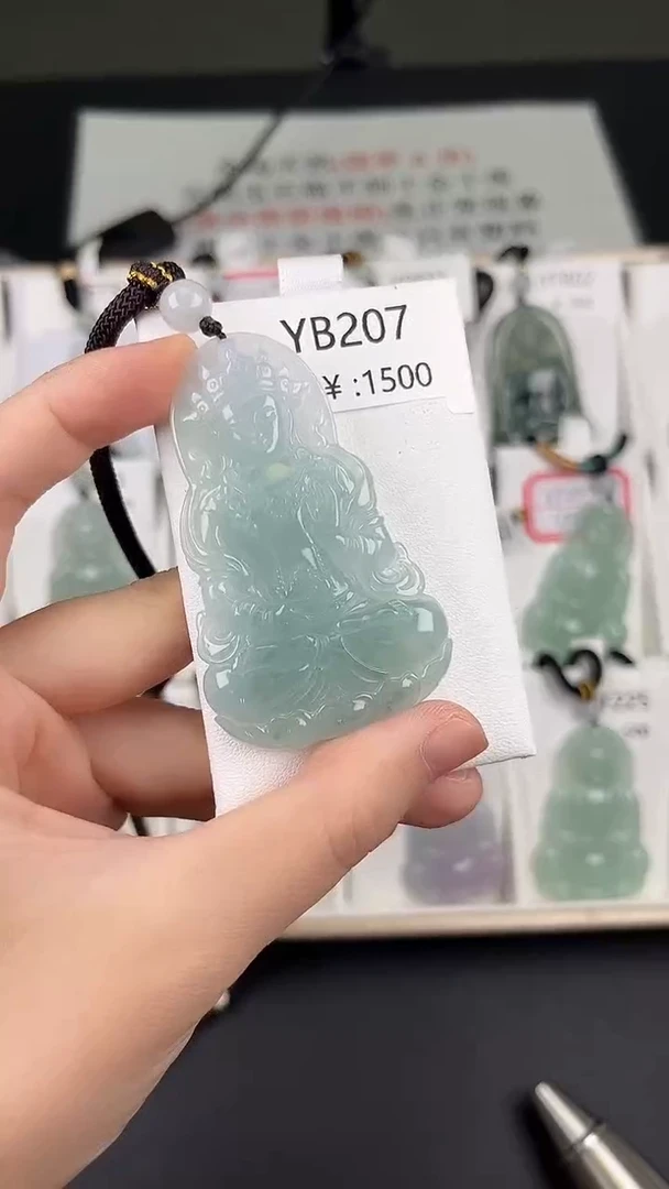 翡翠未镶嵌颈饰YB207冰绿度母