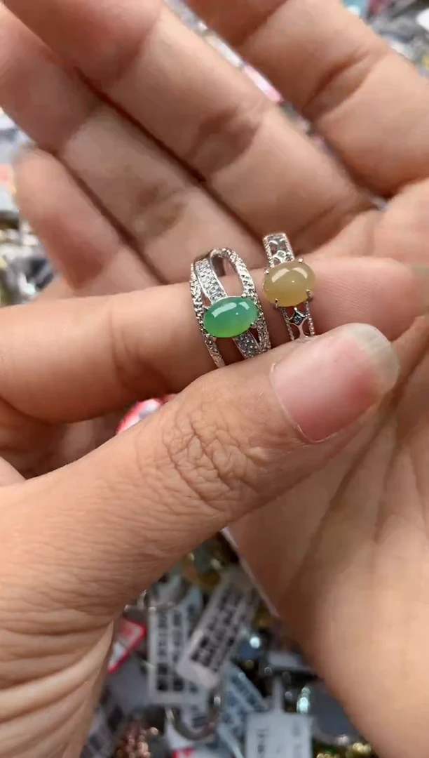 银S925镶嵌戒指翡翠888----3