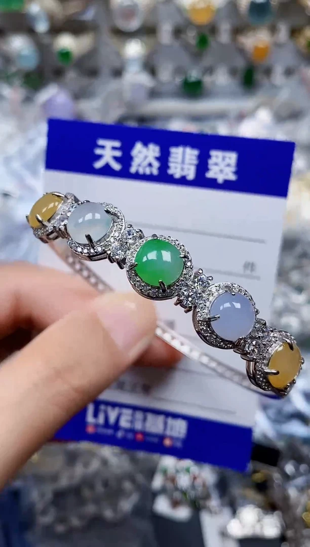 银S925镶嵌手镯翡翠244