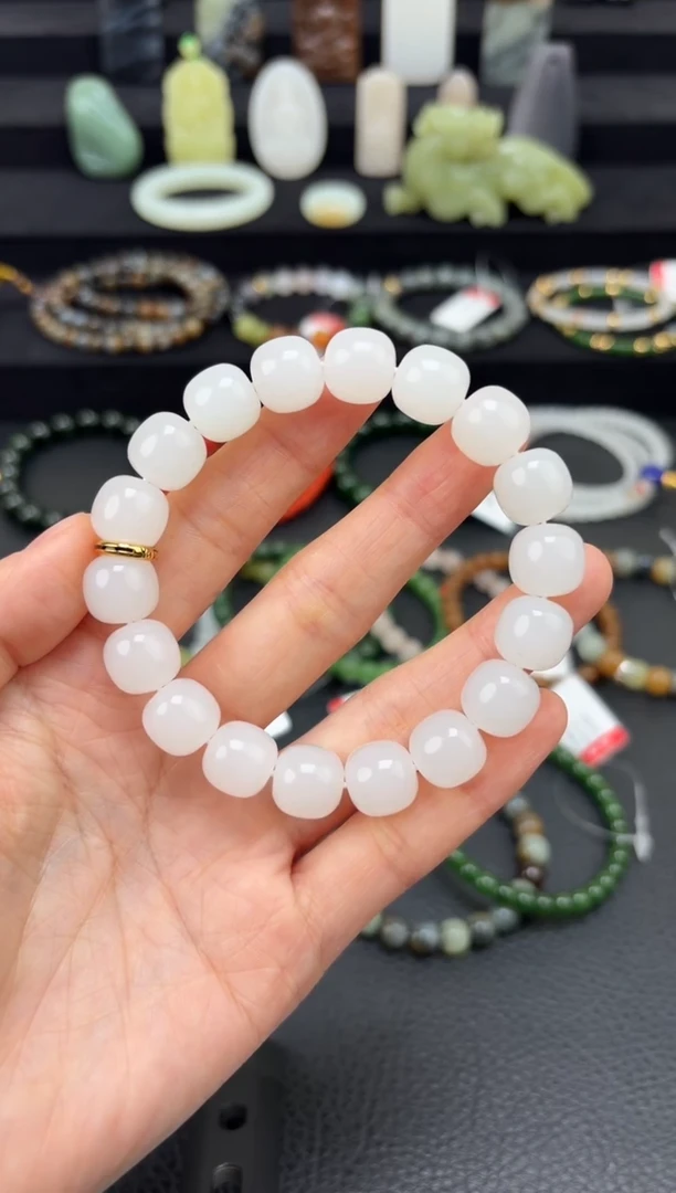 未镶嵌和田玉挂件12mm于田老型手串藏物系列