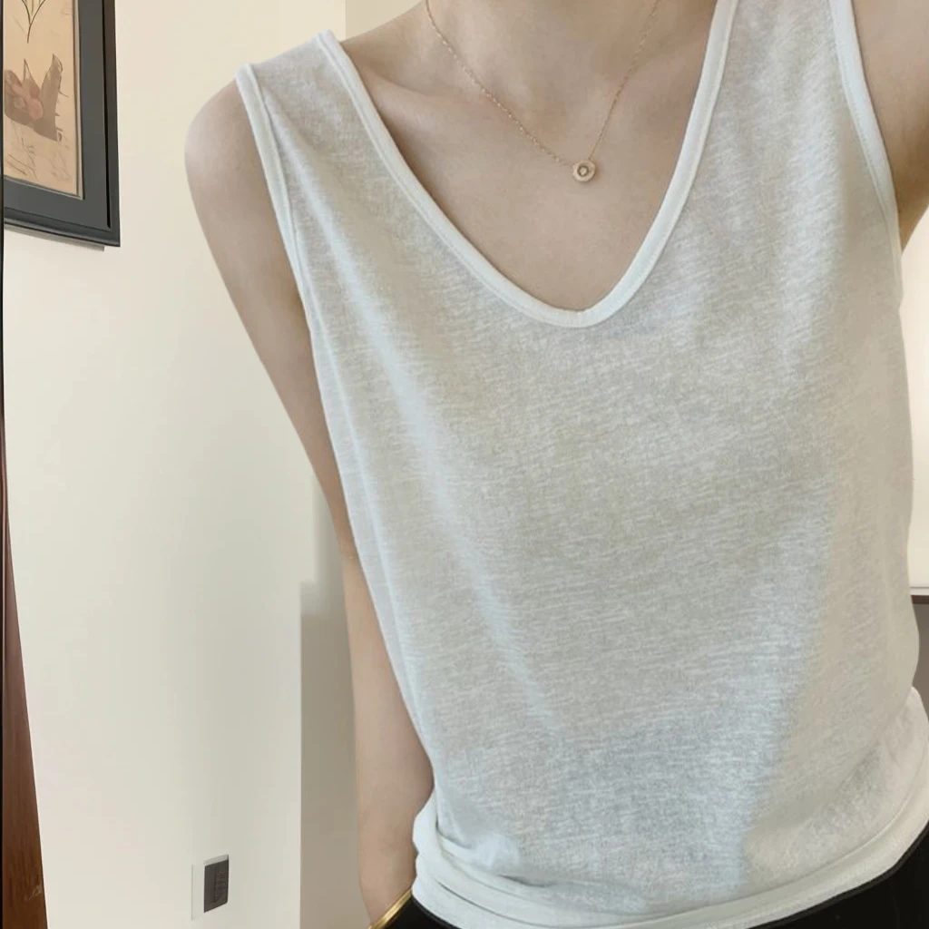 拉夏贝尔春夏季大码宽松吊带背心女胖mm宽松遮肚外穿内搭打底无袖