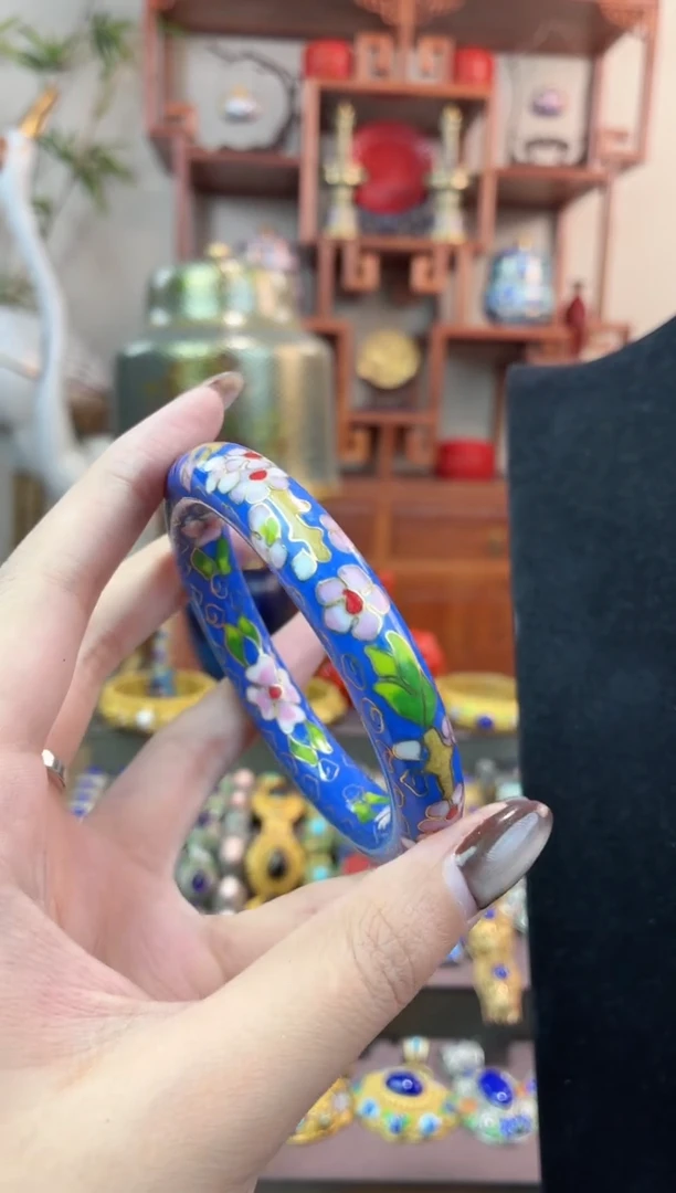 非遗手工景泰蓝镯子湖蓝