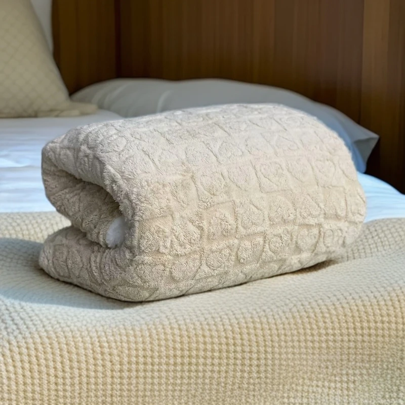200*230cm卡其爱心提花加厚高克重保暖加绒亲肤被套