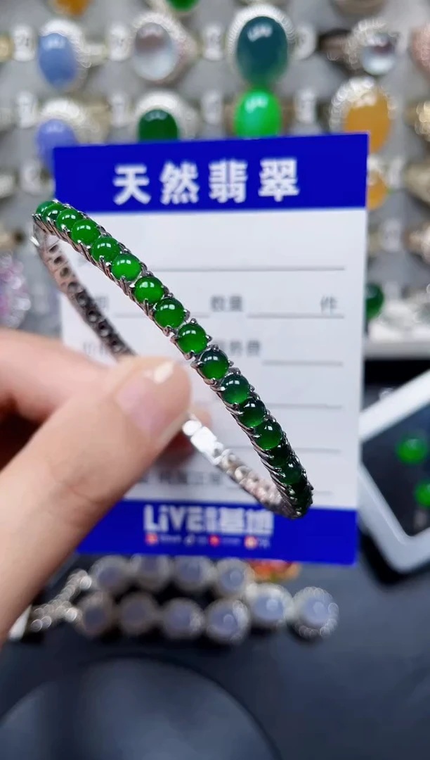 银S925镶嵌手镯翡翠66