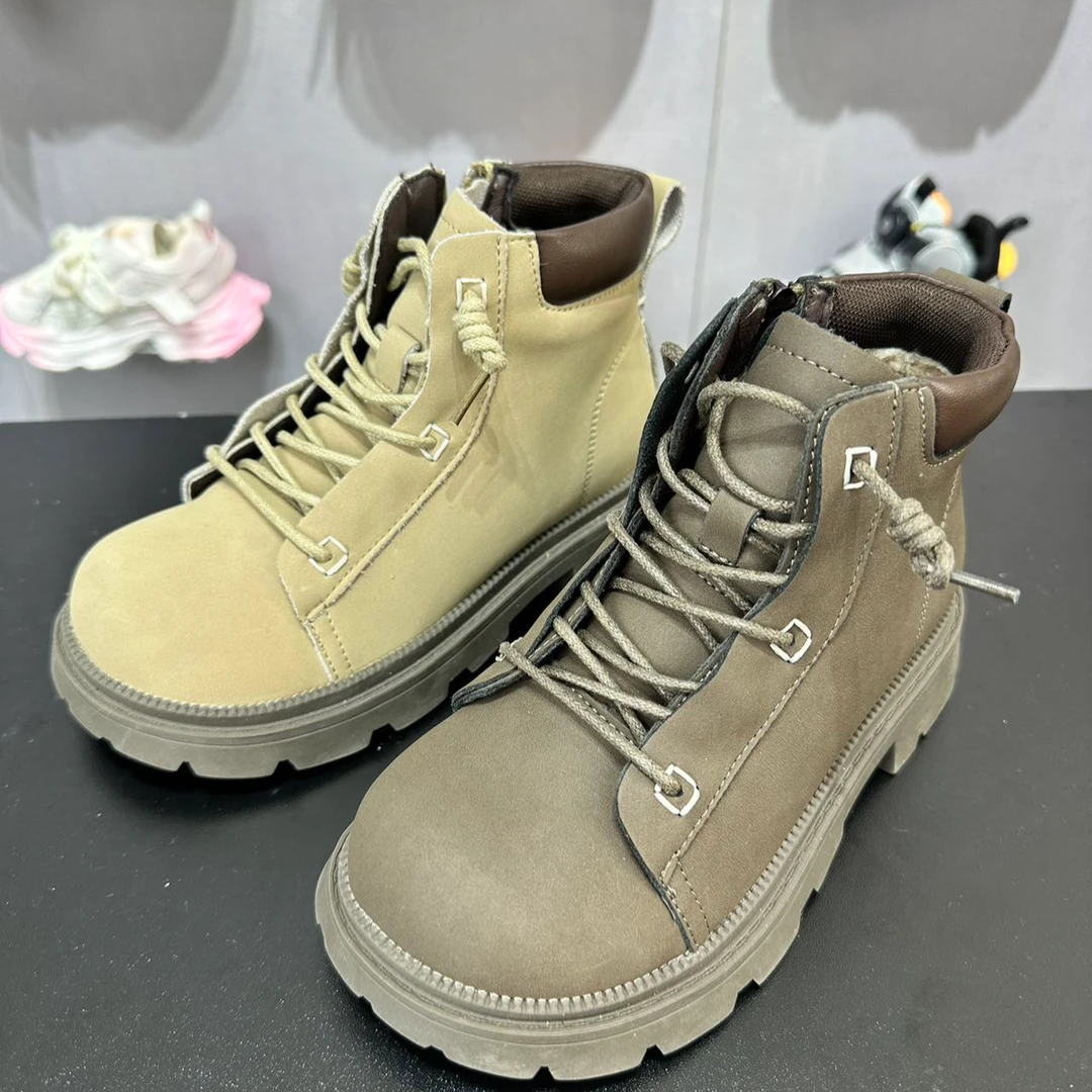 【新疆包邮】63138棉短靴男女童时尚加绒乌市发货高帮冬季