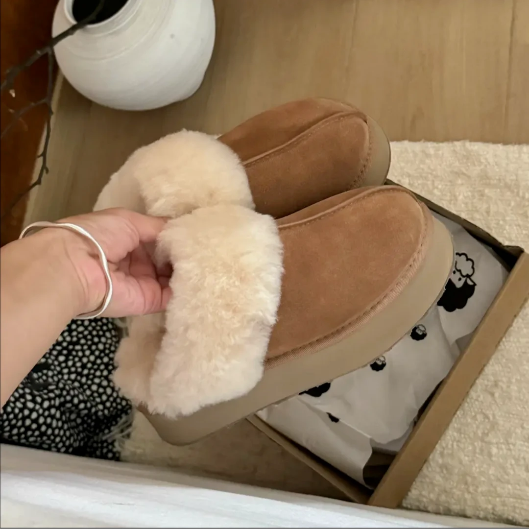 【厚底星拖】桑坡源头工厂厚底星星包头拖冬季保暖毛拖韩版