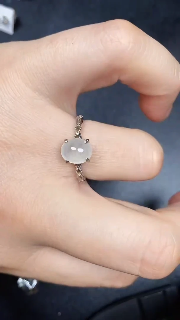 银S925镶嵌戒指翡翠8300